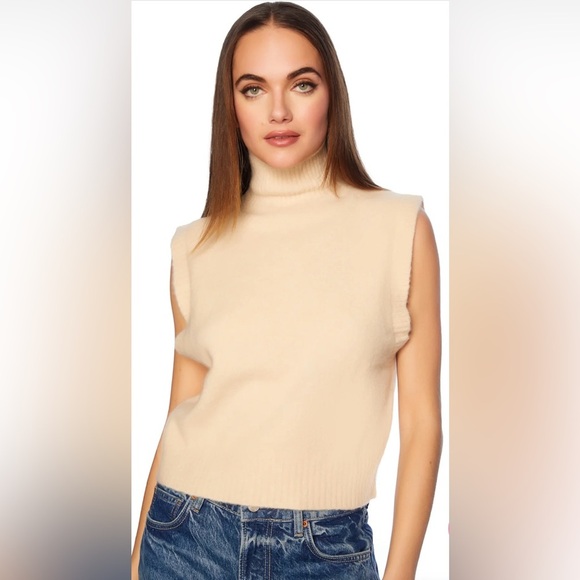 NWT Susana Monaco Mapache Mock Neck Vest S Belgian Creme - Picture 2 of 9